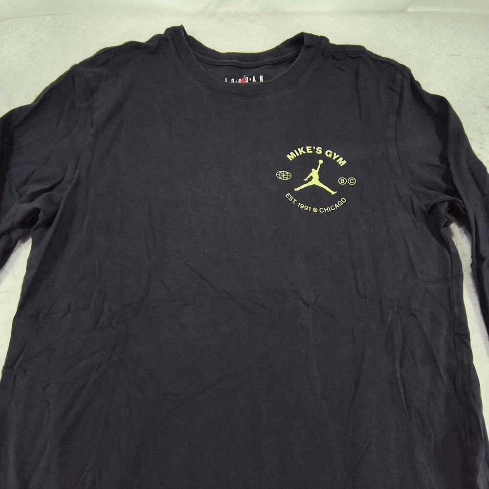 Nike Air Jordan Graphic Crew Neck Long Sleeve Shirt Mens Size Medium M Black